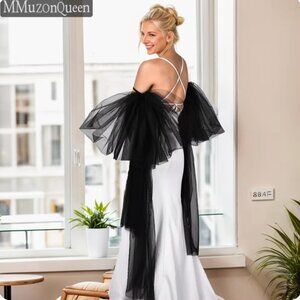 Removable Oversized Mesh Bow Sleeves Wedding Bridal Fashion